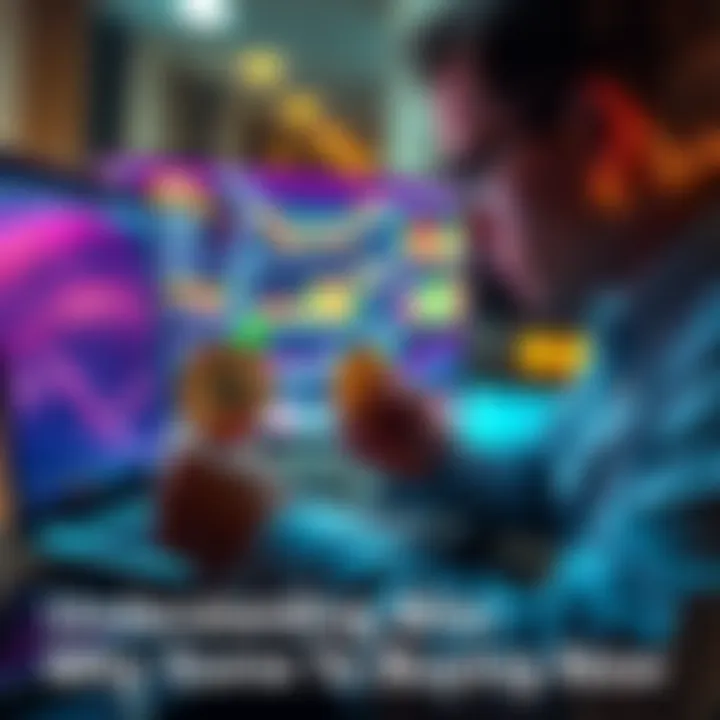 A person examining Bitcoin charts on a laptop while holding cryptocurrency coins