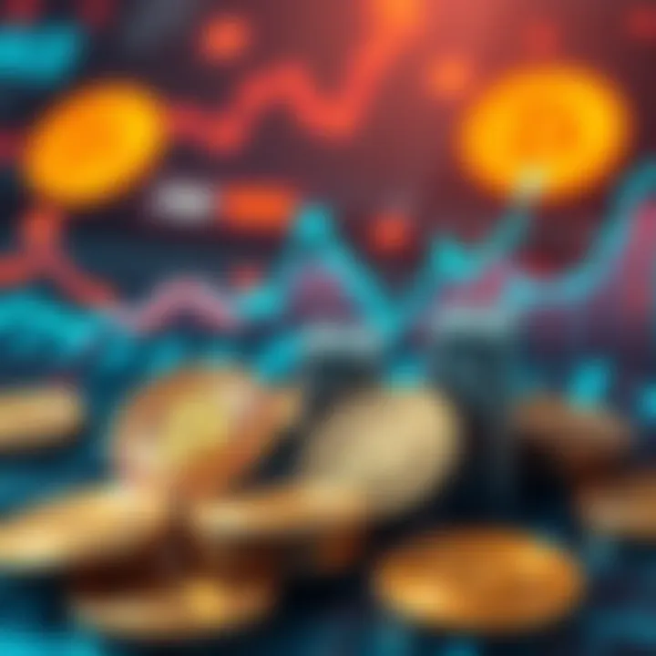 A visual representation of Bitcoin symbols with rising graphs, indicating investment at $65,000