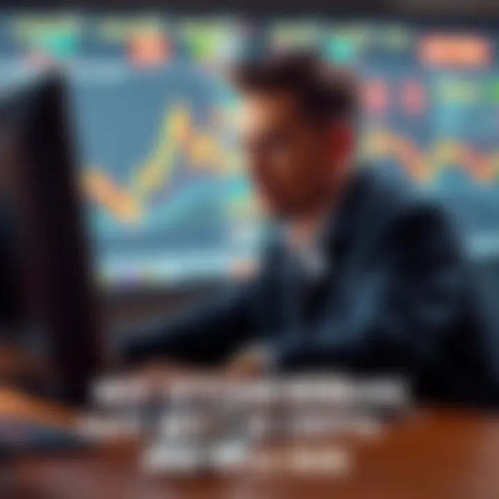 A person analyzing Bitcoin charts on a computer, showing emotions of determination and focus.