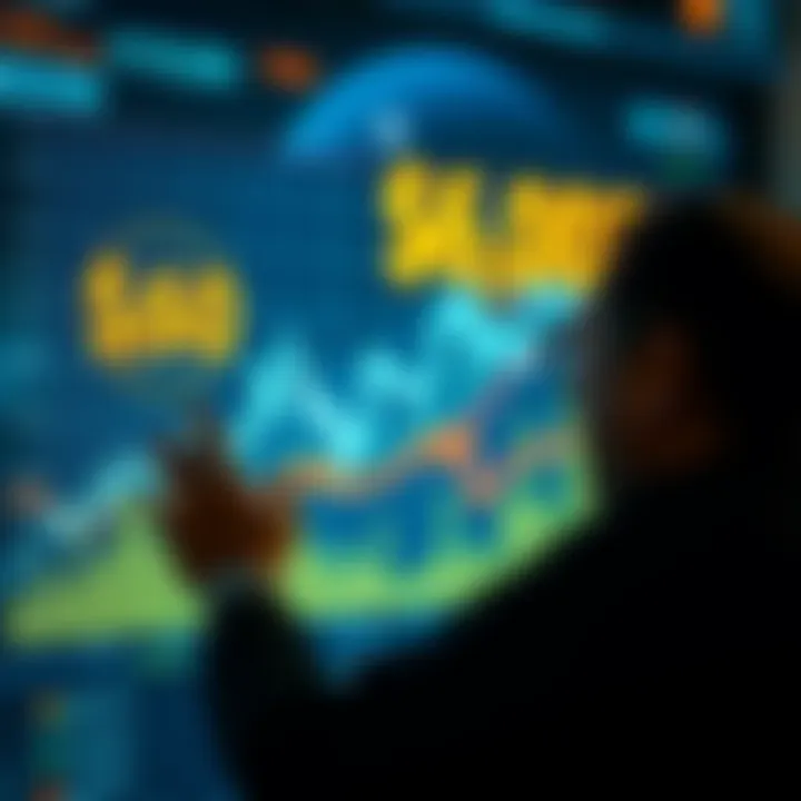 A person looking at a digital chart showing Bitcoin prices with a $60,000 mark highlighted, symbolizing investment decisions.