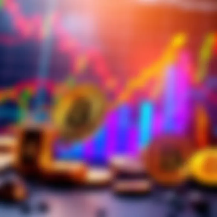 Bitcoin Investment Growth A graphic showing upward trends in Bitcoin values with coins and charts in the background