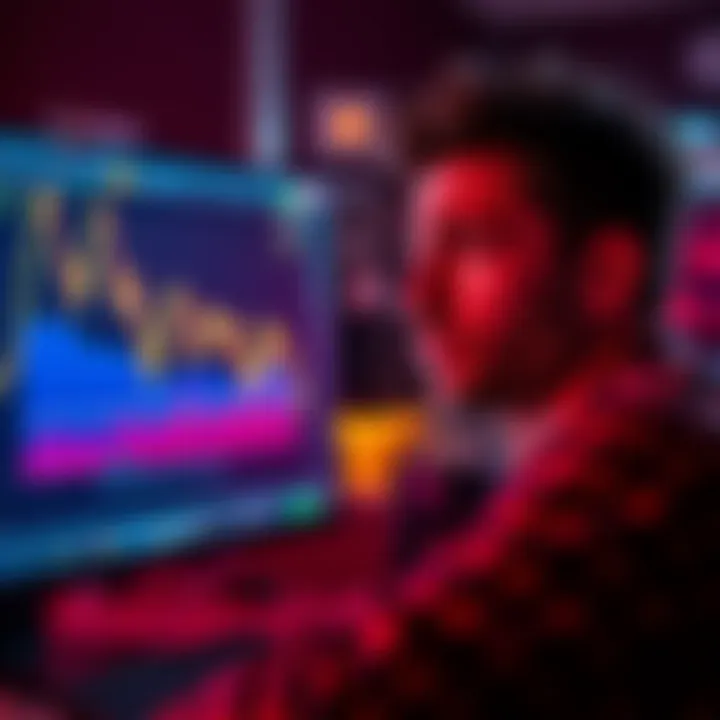 Bitcoin investment loss A person looking sad while staring at a screen showing a Bitcoin chart with a downward trend