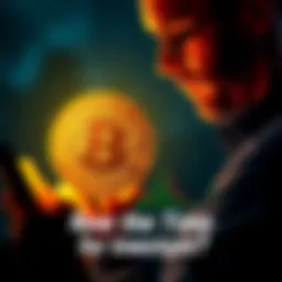 A person holding a Bitcoin symbol, contemplating an investment strategy, with a chart showing potential price increase.
