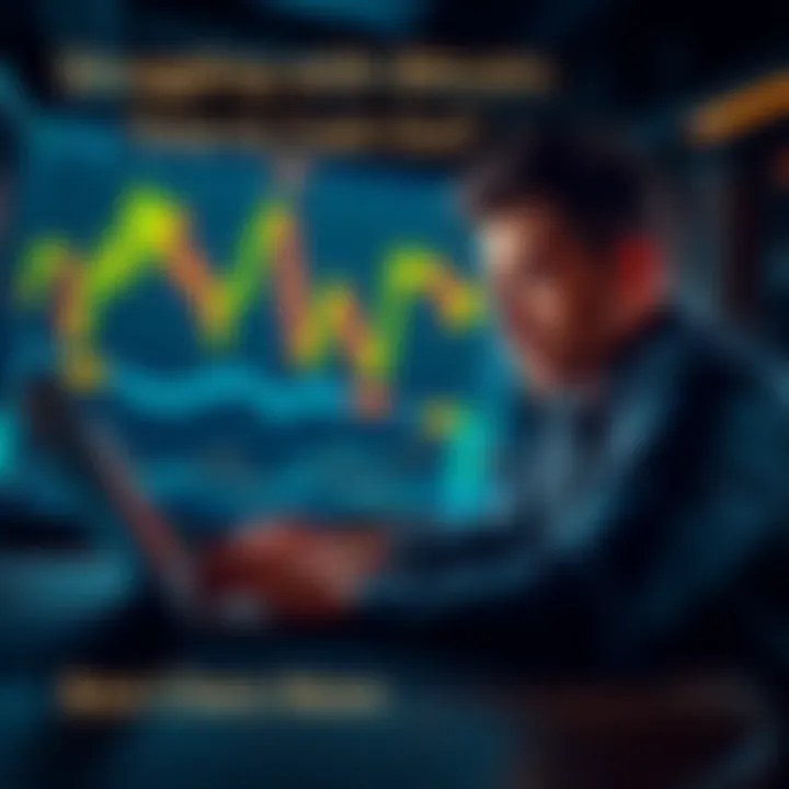 A person looking concerned while viewing Bitcoin prices on a laptop, contemplating their investment choices