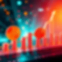 A graph comparing returns from loan-based Bitcoin buying and dollar-cost averaging over ten years, with dollar signs and upward trends.