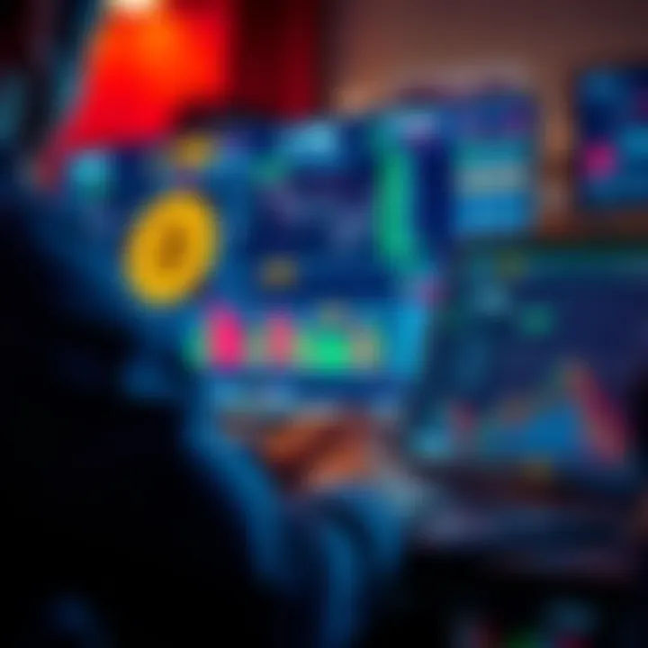 Bitcoin Investment Strategies A person analyzing Bitcoin price charts on a laptop, considering investment strategies like DCA and lump sum.