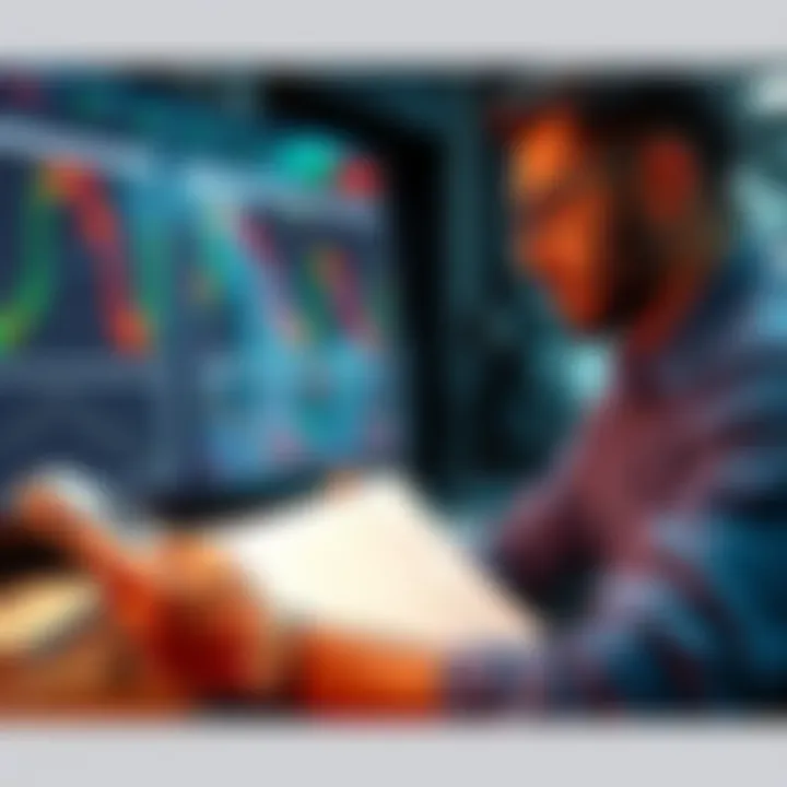 A person reviewing Bitcoin charts and making notes about monthly investments