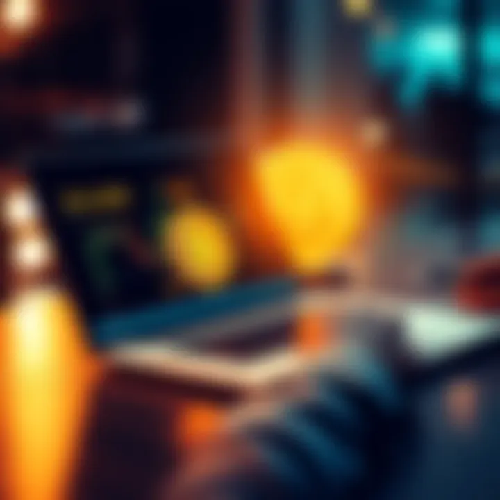 A person analyzing Bitcoin investment trends on a laptop, looking at charts and graphs indicating market performance.