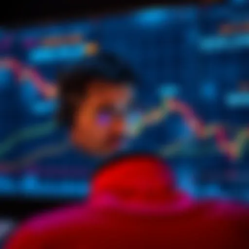 A Bitcoin investor reflects on market charts, showing a significant loss. He remains optimistic about future investments and his retirement plans in 2029.