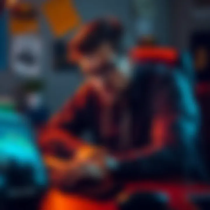 A distressed investor sits at a desk with a laptop showing falling Bitcoin prices and a worried expression, contemplating their next move