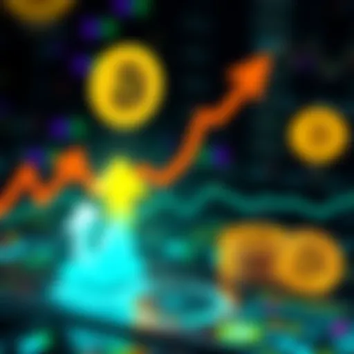 A graphic showing Bitcoin symbols with arrows indicating growth and new financial opportunities, alongside a digital representation of a lending platform.