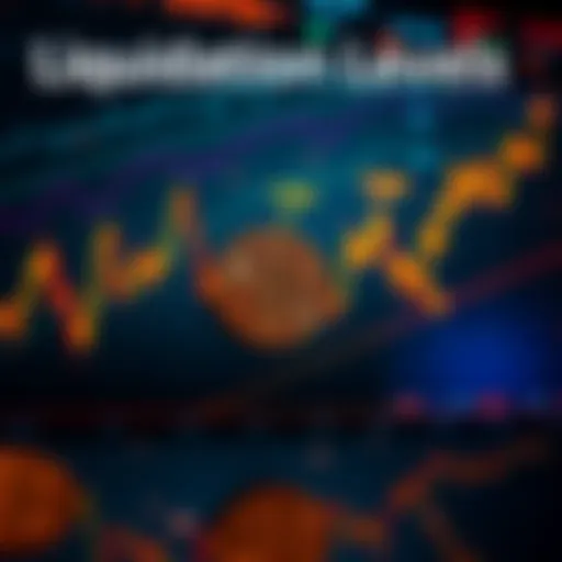 Graph showing Bitcoin liquidation levels with high-risk long positions highlighted, indicating potential market volatility.