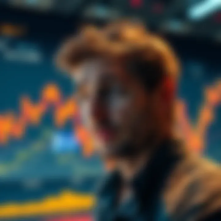 Bitcoin Losses A worried investor looking at a Bitcoin chart showing losses