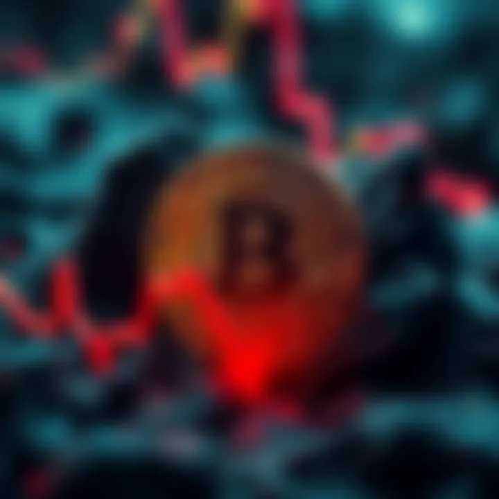 A graphic showing Bitcoin's realized losses with a downward trend and a red down arrow to symbolize market decline.