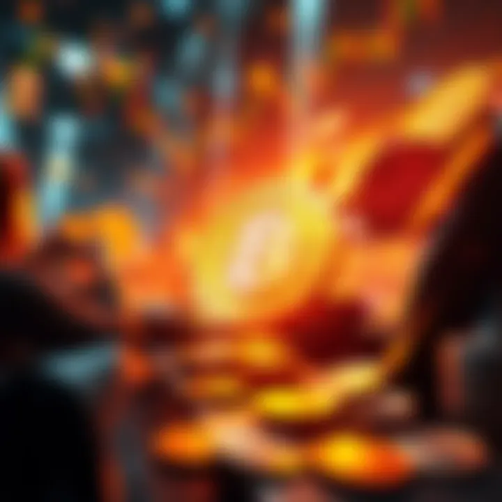 A graphic showing large quantities of Bitcoin being sold, illustrating market movement and price decline