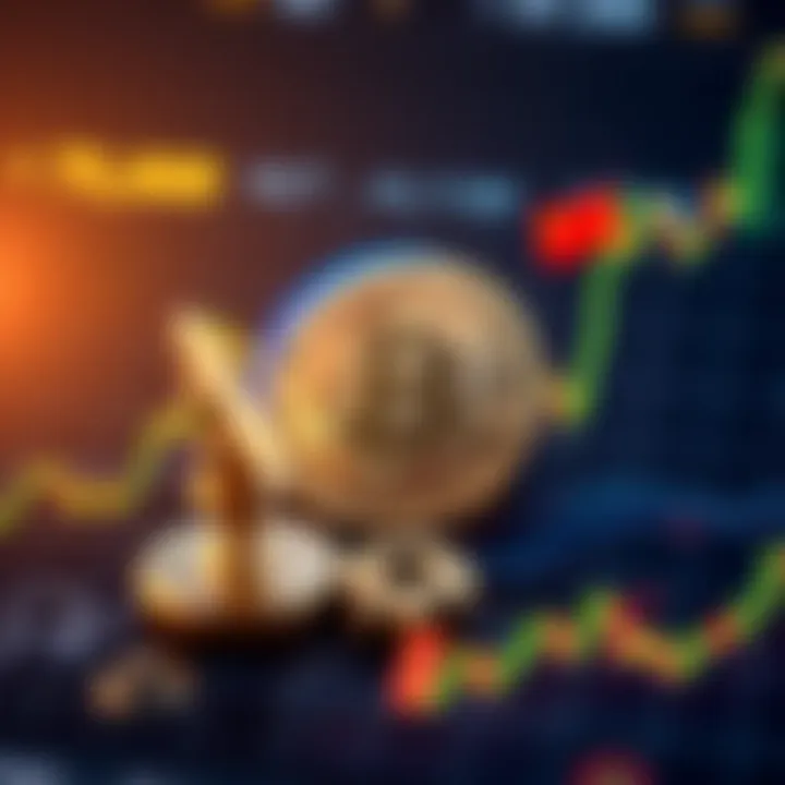 A Bitcoin price chart featuring symbols of macroeconomic events like the Federal Reserve and global trade discussions between Trump and Xi Jinping.