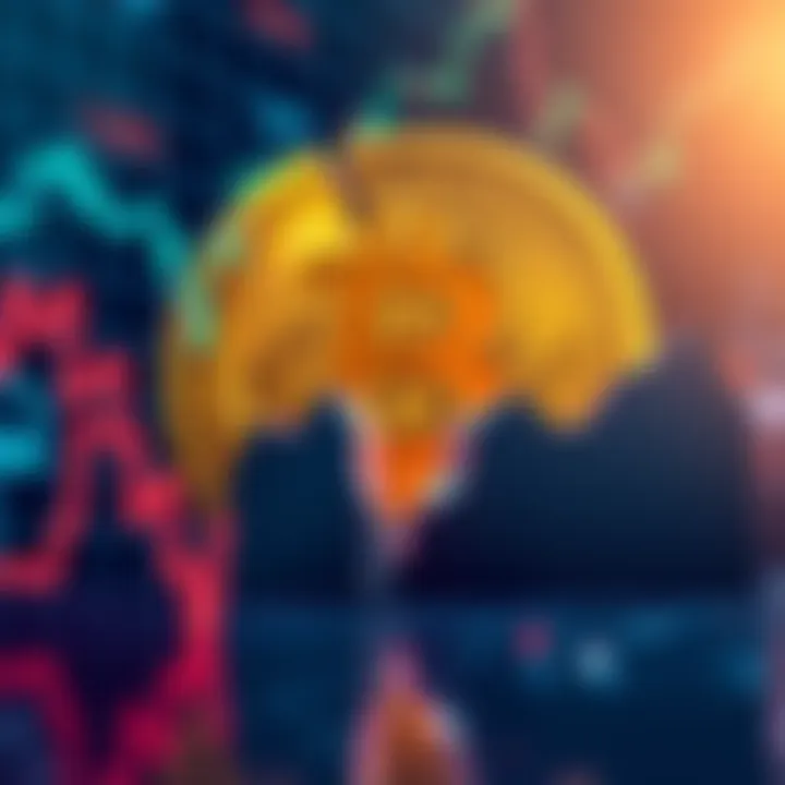 A graph depicting a sharp drop in Bitcoin's value, with a broken Bitcoin symbol in the background, representing market collapse.