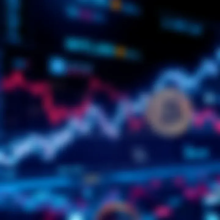 A downward graph showing Bitcoin's value decline with worried investors in the background.