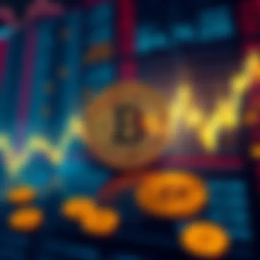 A visual representation of Bitcoin market changes influenced by a large holder, showing BTC symbols and fluctuating order book levels.