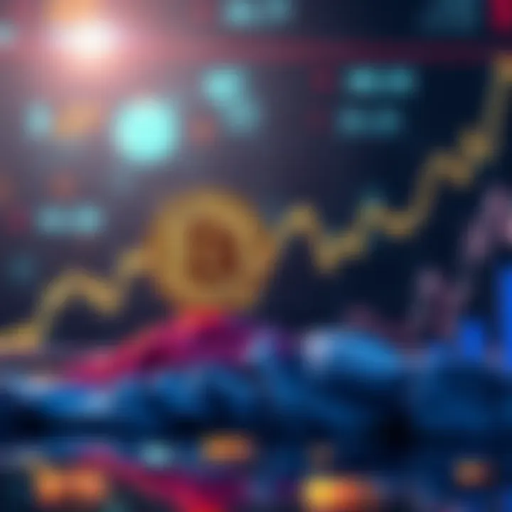 A graph showing rising Bitcoin prices with a background of a bullish trend, symbolizing market optimism.