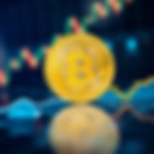 A Bitcoin symbol with an upward and downward trending graph in the background, representing market uncertainty and resilience.