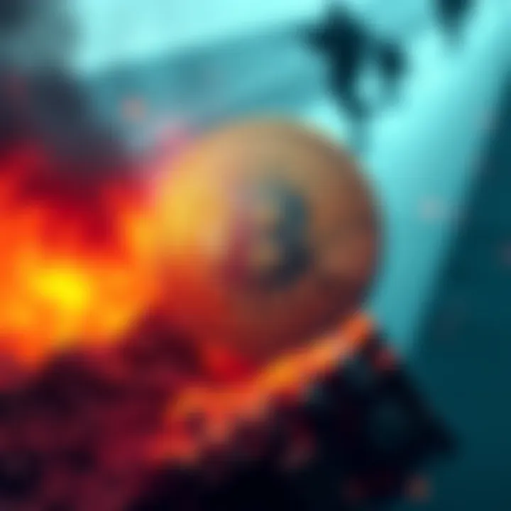 Bitcoin symbol combined with military visuals, representing its role in funding warfare.