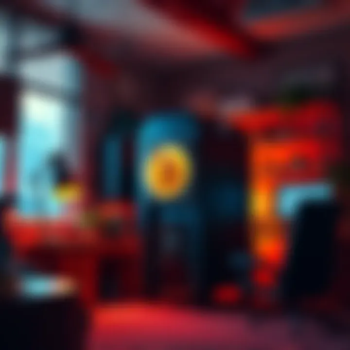 Bitcoin Miner Heating Office A Bitcoin mining device placed in a cozy office setting, radiating warmth while efficiently operating to mine cryptocurrency.