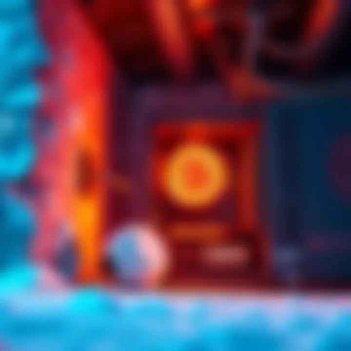 A Bitcoin mining rig set up in a cold basement, generating heat while running, with computer components illuminated, and icy walls in the background.