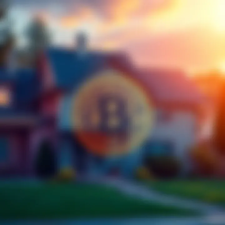 A house with a Bitcoin symbol overlay, representing Bitcoin as collateral for mortgages