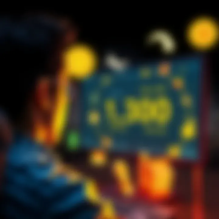 Bitcoin at One Million Dollars A person contemplating financial choices with Bitcoin on a screen showing one million dollars, surrounded by symbols of lifestyle changes like a house and travel icons.