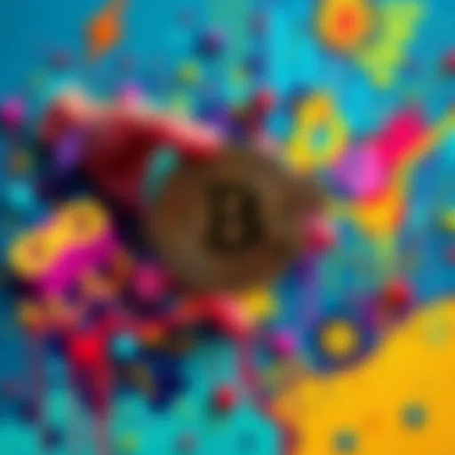 A vibrant painting featuring Bitcoin symbols and colors, blending art and cryptocurrency.