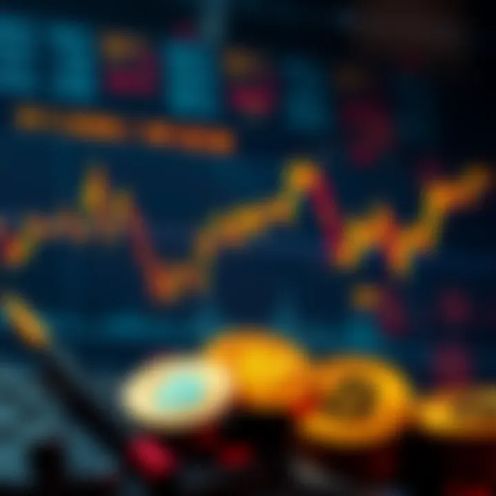 A graphic showing Bitcoin charts with declining prices and worried investors selling at a loss.