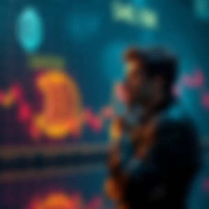 Bitcoin at $40K A graph showing Bitcoin price at $40,000 with fluctuating trends, depicting an investor contemplating selling.