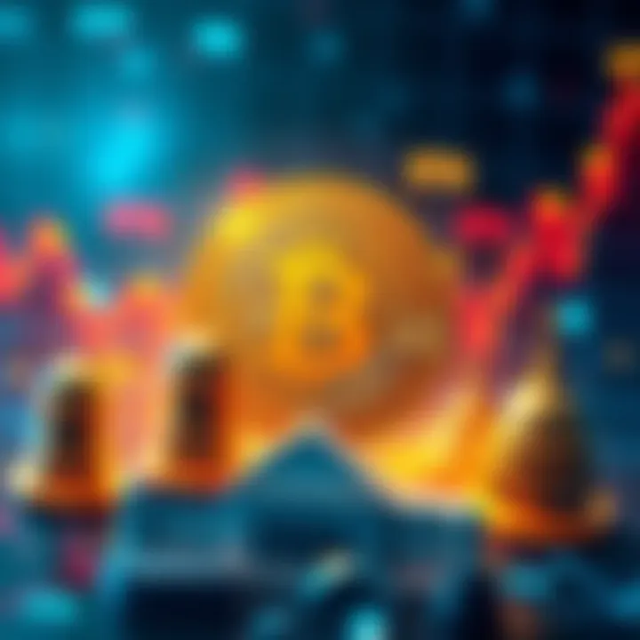 A graphic showing Bitcoin price trends with symbols of ETFs and government support around it, representing factors influencing its future.