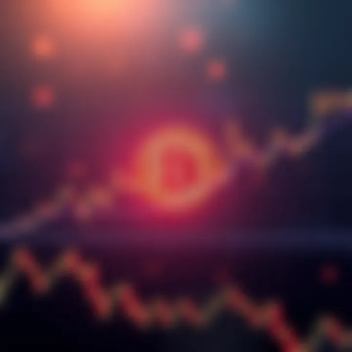 A Bitcoin price chart showing fluctuations with a downward trend towards $50,000 and an upward trend towards $85,000.