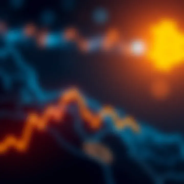 A downward trend line graph showing the decline in Bitcoin value after breaking key support levels.