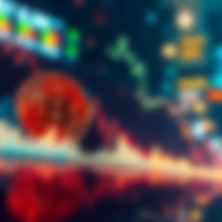 A graph showing Bitcoin's price declining sharply, indicating a downward trend in the cryptocurrency market.