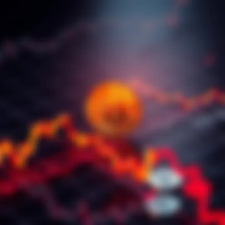 A graphic showing Bitcoin's price dropping significantly on a chart, indicating a 50% decline.