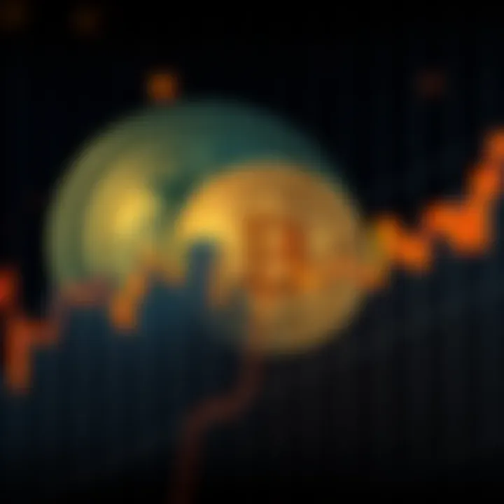 Bitcoin Price Drop A graph showing a downward trend in Bitcoin prices with a digital coin image in the background.