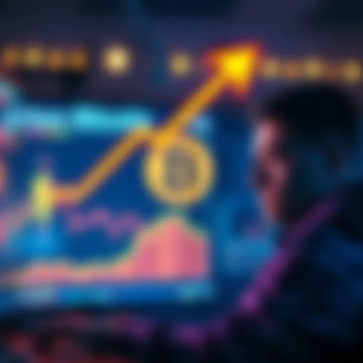 Graphic showing Bitcoin's value declining to zero with a downward arrow and a worried investor looking at a screen