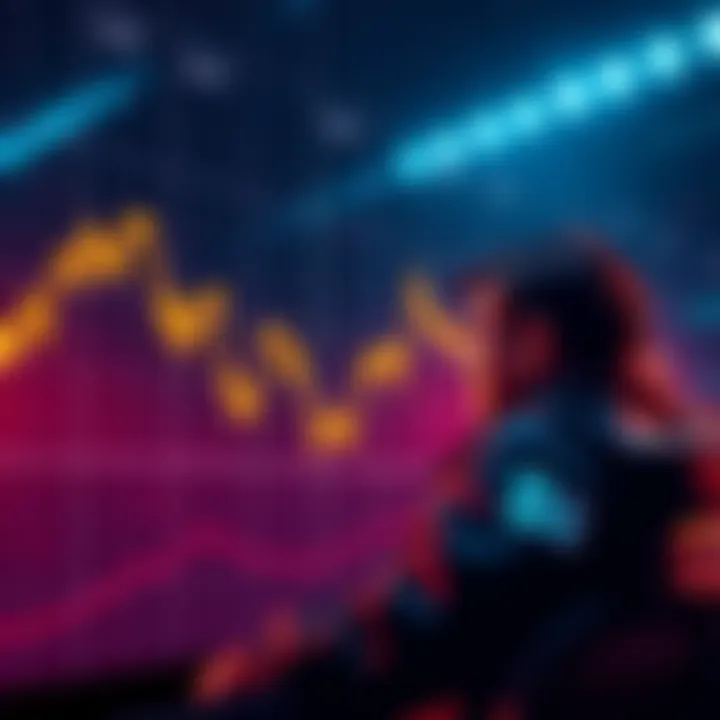 A graph showing a steep decline in Bitcoin prices with a worried investor looking at it