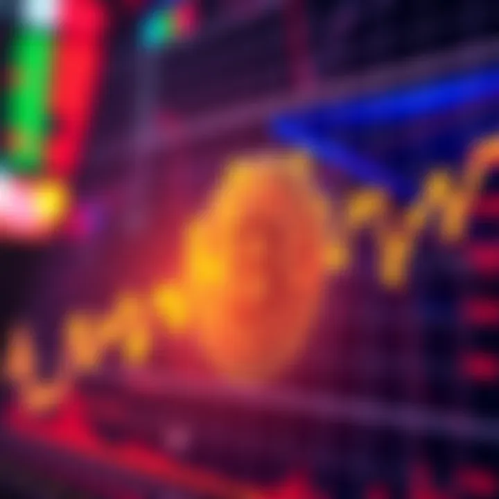 Graph showing a decline in Bitcoin prices with downward trendlines