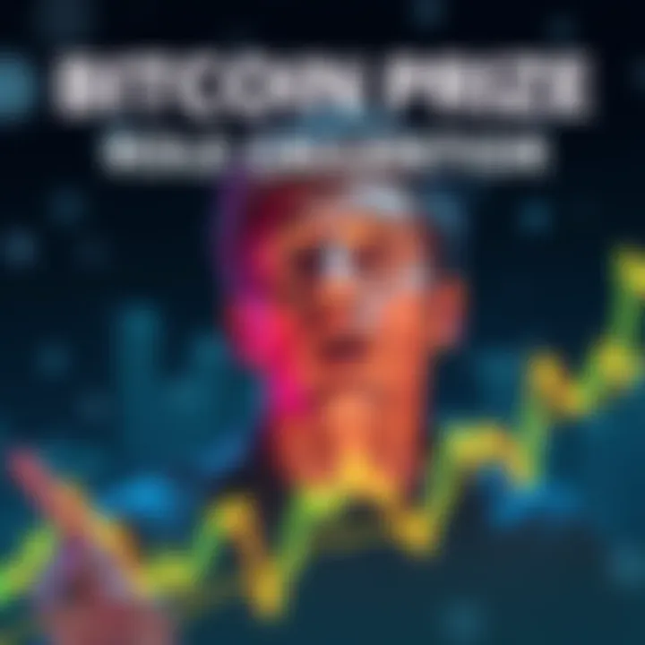 A graph showing Bitcoin's price changes with a person looking concerned and excited, reflecting emotional highs and lows.