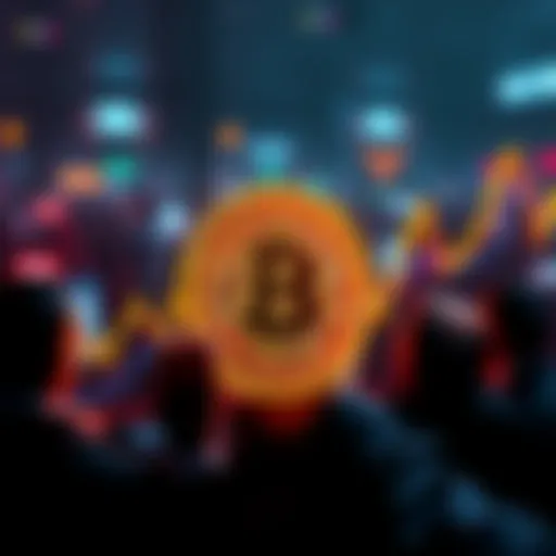 Graph showing Bitcoin's price drop after reaching an all-time high with investors looking concerned