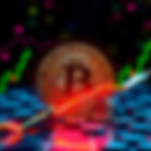 A graphic showing rising Bitcoin price trends with a dollar sign and upward arrows