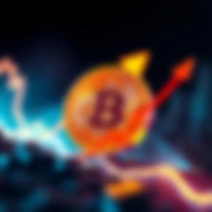 Bitcoin symbol with an upward arrow indicating growth while ignoring bearish signals