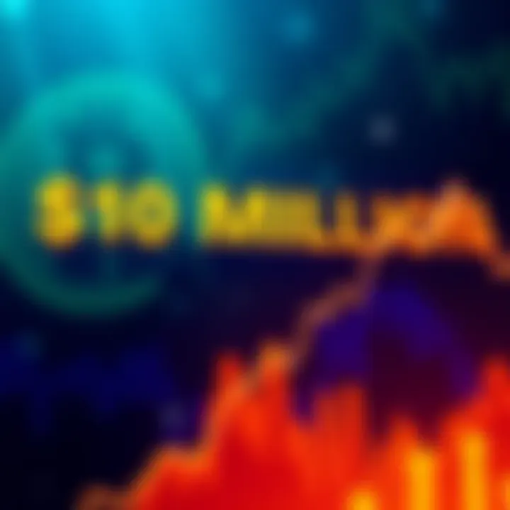 A graph showing Bitcoin's price going up sharply towards $10 million with a digital currency symbol in the background.