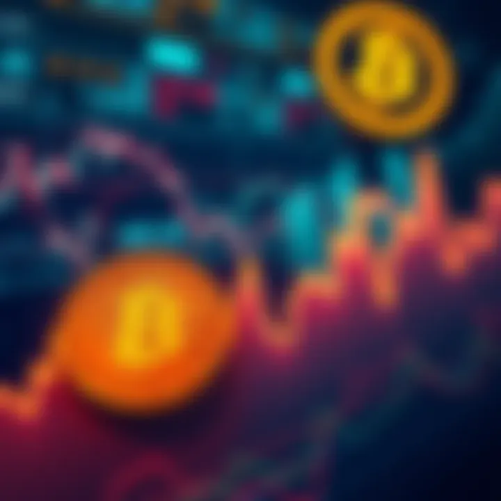 Bitcoin Price Surge Graph showing Bitcoin's price rising sharply with financial symbols in the background