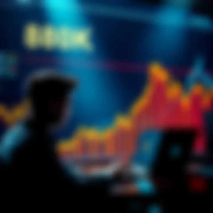 A graph showing Bitcoin's price rising sharply to 80K with a person looking at their laptop, considering their investment strategy.