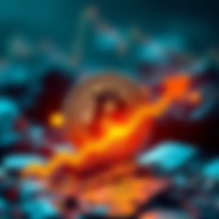 A graphic showing a rising Bitcoin symbol with an upward arrow, representing potential price surge to 75K amid market speculation.